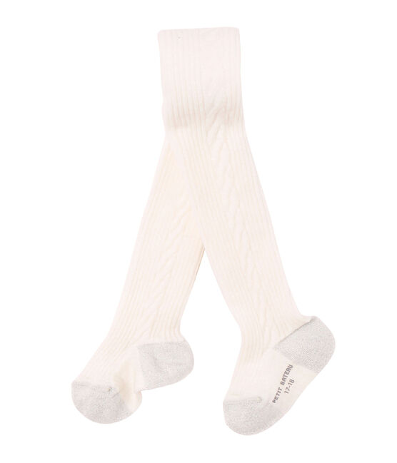 Collant per bambina in misto lana beige COQUILLE