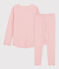 Pigiama jacquard bambina fantasia fiocchi di neve in lana e cotone rosa CHARME/bianco MARSHMALLOW