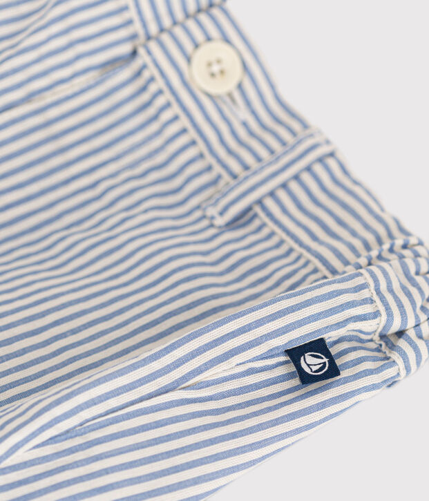 Shorts beb&egrave; in seersucker blu/bianco