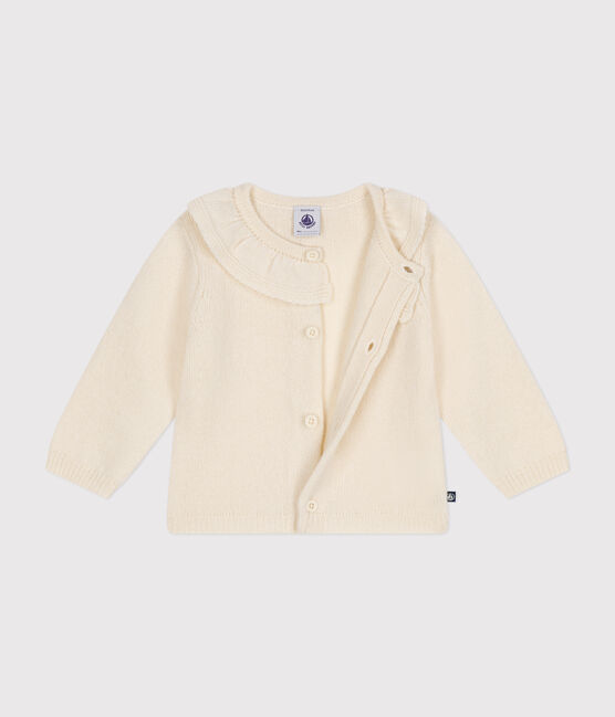 Cardigan con colletto in maglia con lana ecru AVALANCHE