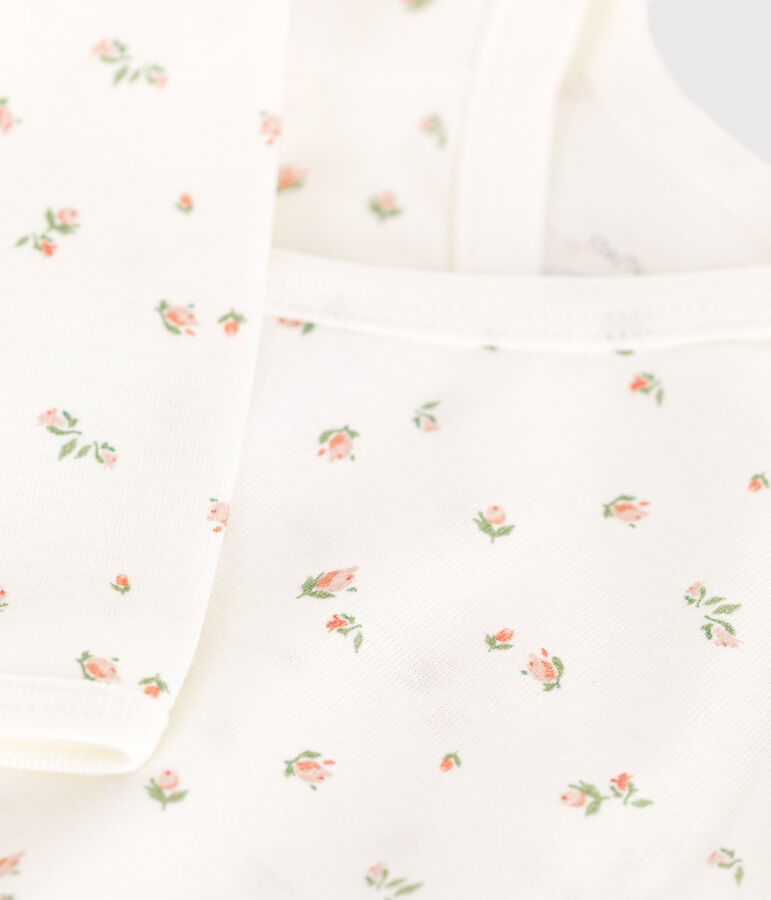 Body incrociato a maniche lunghe in cotone neonato bianco MARSHMALLOW/ SALINE