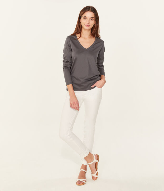 T-shirt maniche lunghe donna in cotone sea island MAKI