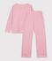 Pigiama con gamba dritta in cotone a righe donna rosa/bianco