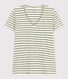 T-shirt donna Le droit scollo a V in cotone a righe