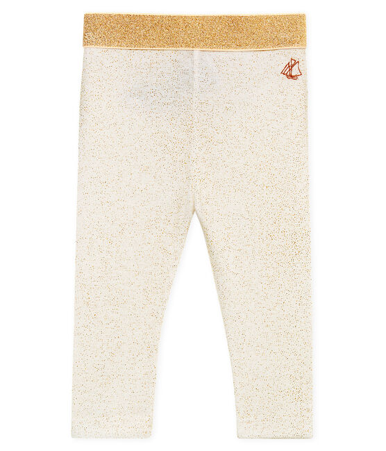 Legging bebè bambina con paillette bianco MARSHMALLOW/rosa COPPER
