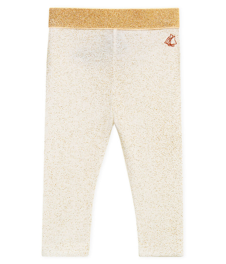 Legging beb&egrave; bambina con paillette bianco/rosa
