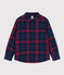 Camicia a quadri in flanella di cotone bambino blu SMOKING/bianco MULTICO