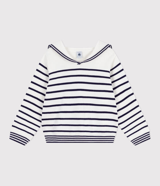 Pullover marinaro in cotone a righe bambino blu MARSHMALLOW/ SOIR