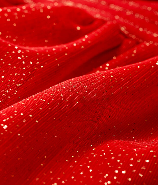 Abito bi-materiale a maniche lunghe da beb&egrave; femmina rosso/giallo