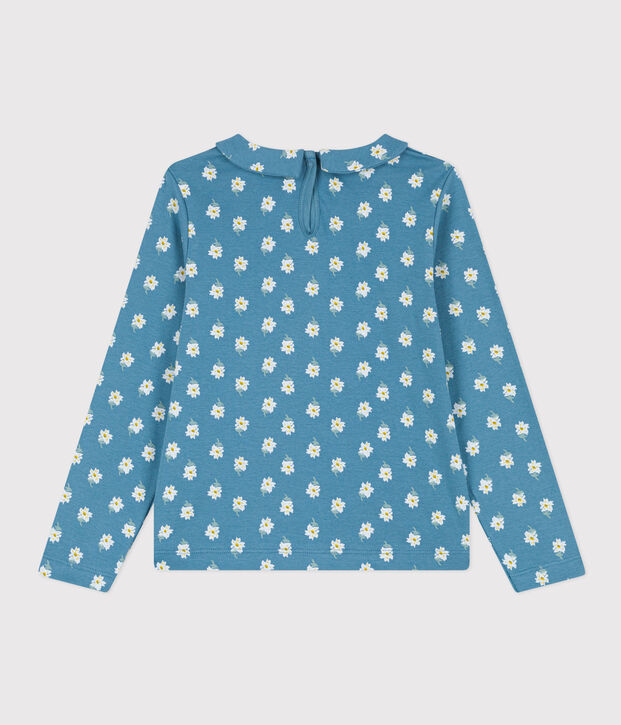 Blusa in cotone a fiori bambina blu/multicolore