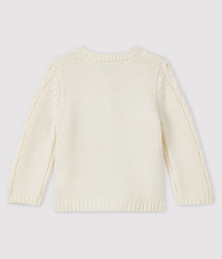 Cardigan lana e cotone beb&egrave; bianco MARSHMALLOW