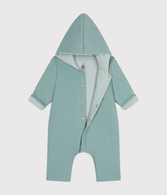 Tutina lunga imbottita con cappuccio in cotone neonato verde PAUL