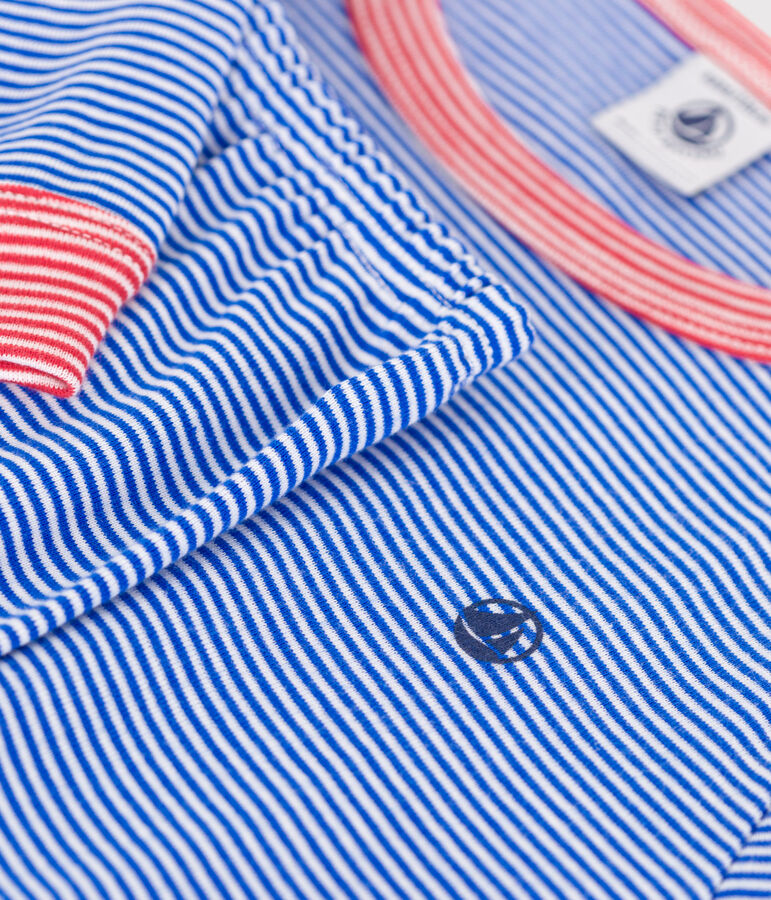 Pigiama a maniche lunghe in cotone a righe bambino blu/bianco