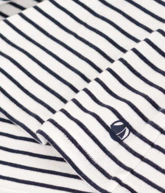 T-shirt L'Iconique a manica lunga in cotone rigato donna bianco MARSHMALLOW/blu SMOKING