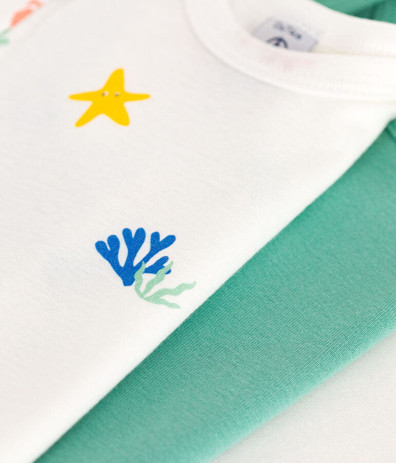 Set da 3 body a maniche corte in cotone con stampa neonato multicolore