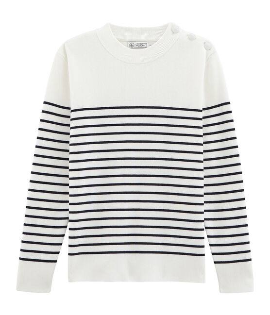 Pull marinaro uomo bianco MARSHMALLOW/blu SMOKING