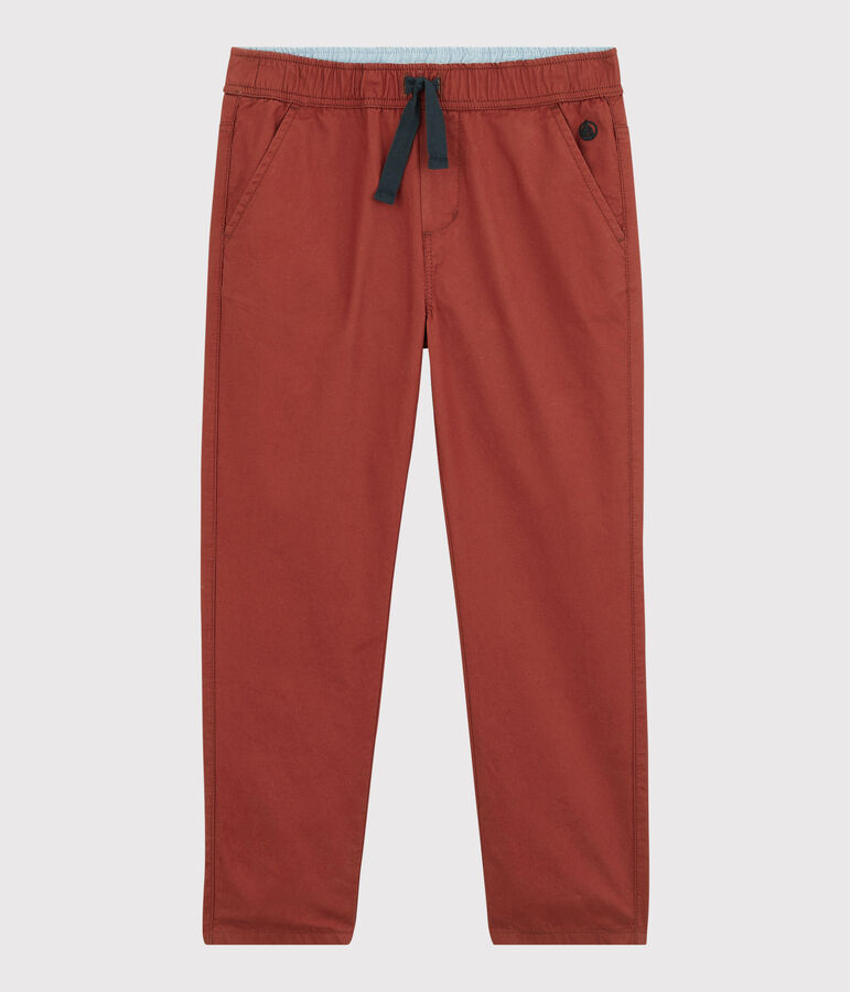Pantaloni regular in serge di cotone ragazzo marrone