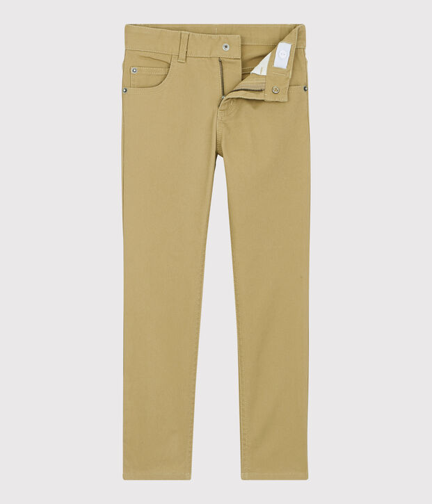 Pantaloni slim bambino in serge beige