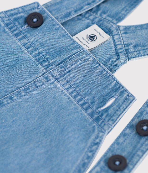 Abito a salopette in denim leggero bambina blu