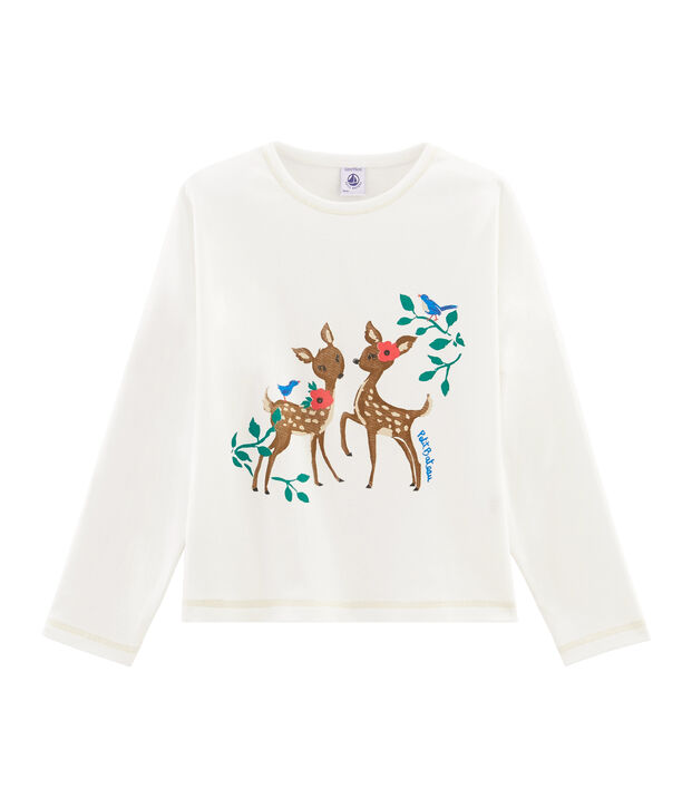 T-shirt serigrafata bambina bianco