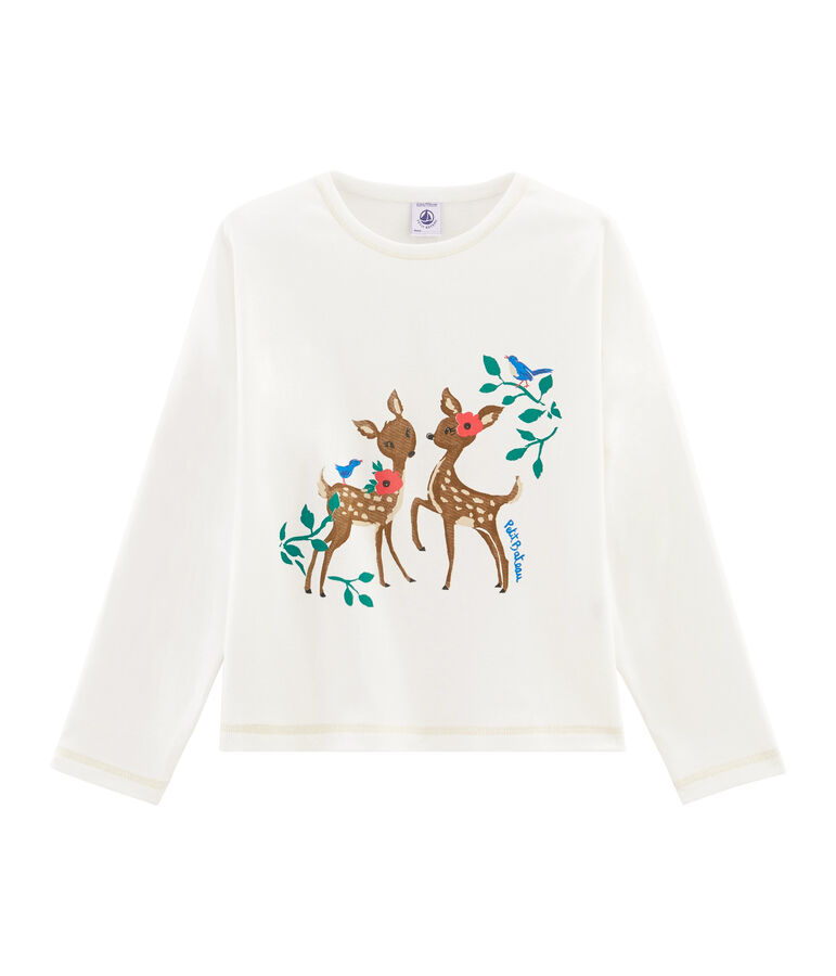 T-shirt serigrafata bambina bianco MARSHMALLOW