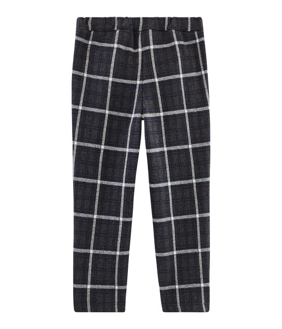 Pantalone in maglia a scacchi da bambina nero CITY/bianco MULTICO