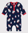 Tutina a maniche lunghe in cotone con barche stampate neonato blu MEDIEVAL/bianco MULTICO