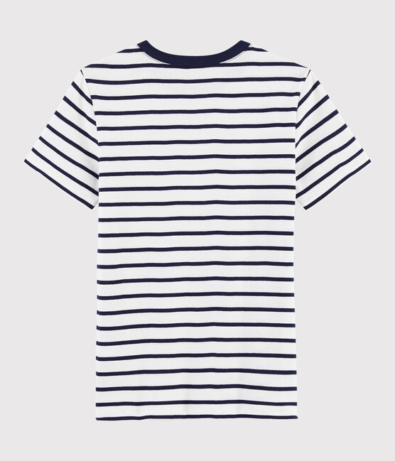 T-shirt girocollo iconica in cotone a righe Donna bianco MARSHMALLOW/blu SMOKING