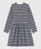 Abito maniche lunghe bambina blu SMOKING/bianco MARSHMALLOW