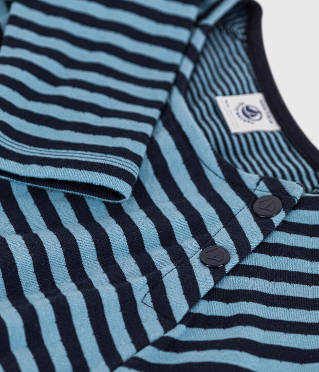 Abito a maniche lunghe in tubique a righe bambina blu/blu