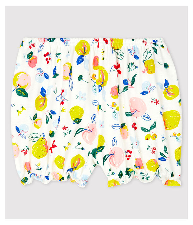 Culotte bloomer fantasia in gorcella beb&egrave; femmina bianco/multicolore