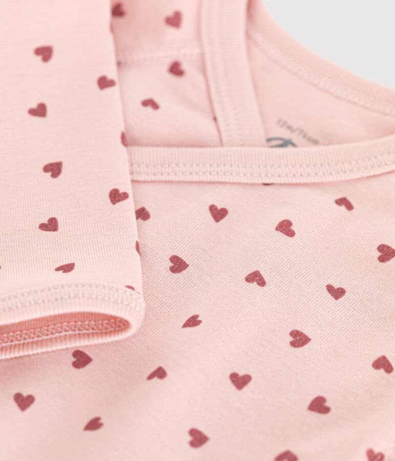 Body incrociato a maniche lunghe in cotone neonato rosa/rosa