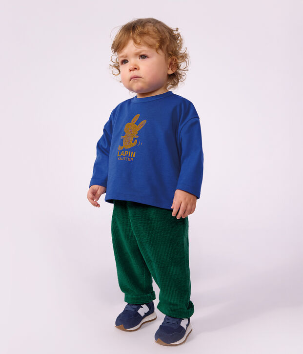 Pantaloni in velluto tinta unita neonato verde