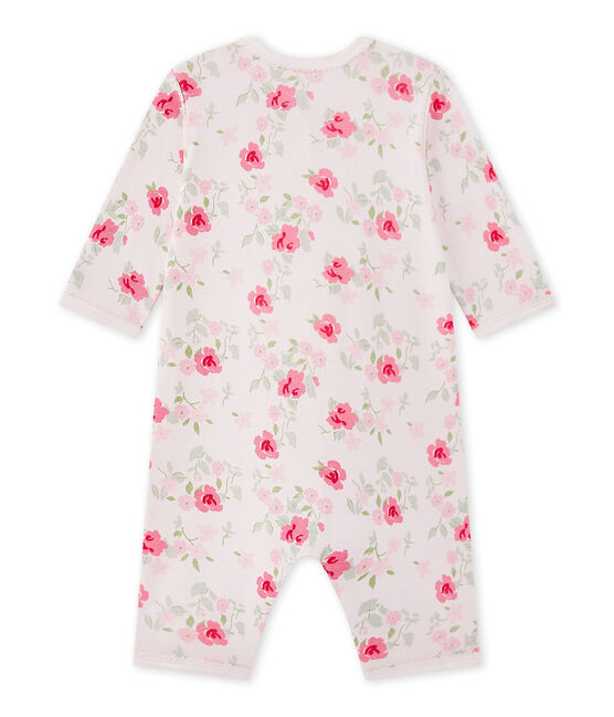 Tutina senza piedi bebè bambina stampata rosa VIENNE/bianco MULTICO