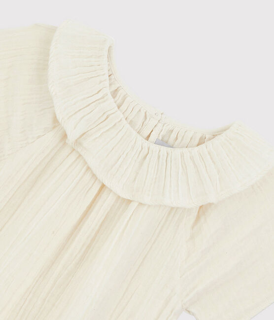 Blusa in garza di cotone bio bambina bianco MARSHMALLOW