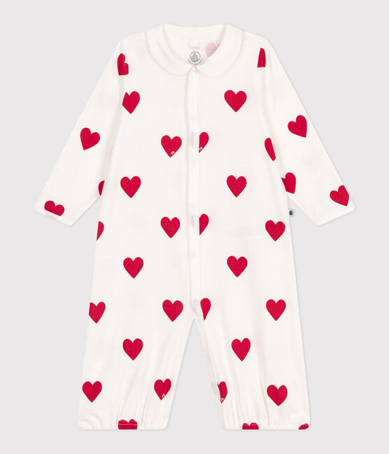 Tutina e sacco nanna in cotone con colletto a cuori rossi neonato bianco MARSHMALLOW/rosso TERKUIT