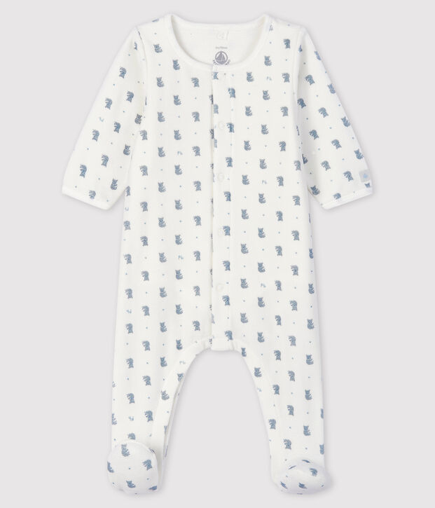 Body-pigiama con stampa koala bimbo in velluto bianco/multicolore