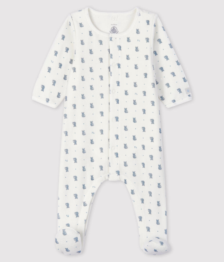 Body-pigiama con stampa koala bimbo in velluto bianco/multicolore