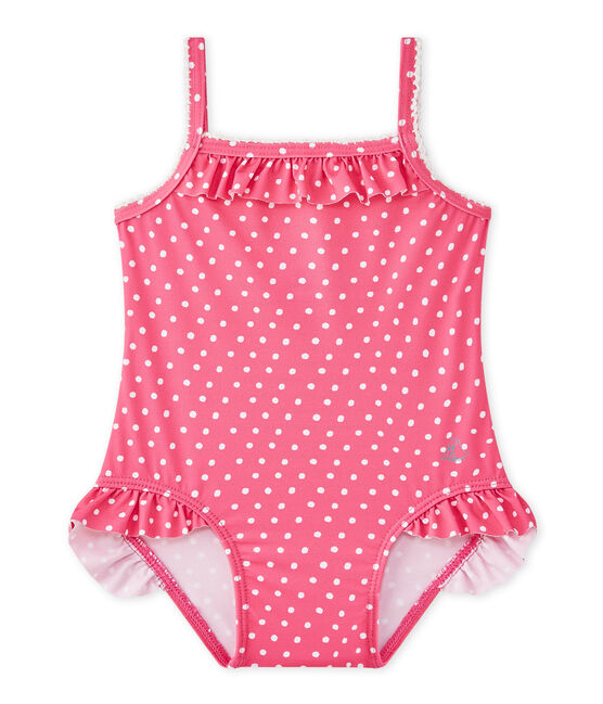 Costume da bagno bebé bambina a pois rosa PETUNIA/bianco MARSHMALLO