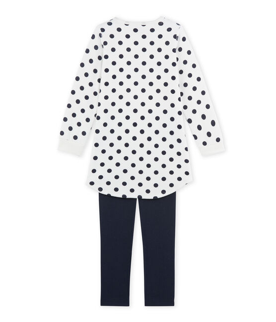 Camicia da notte per bambina in ciniglia blu SMOKING/bianco LAIT/ SMOKING
