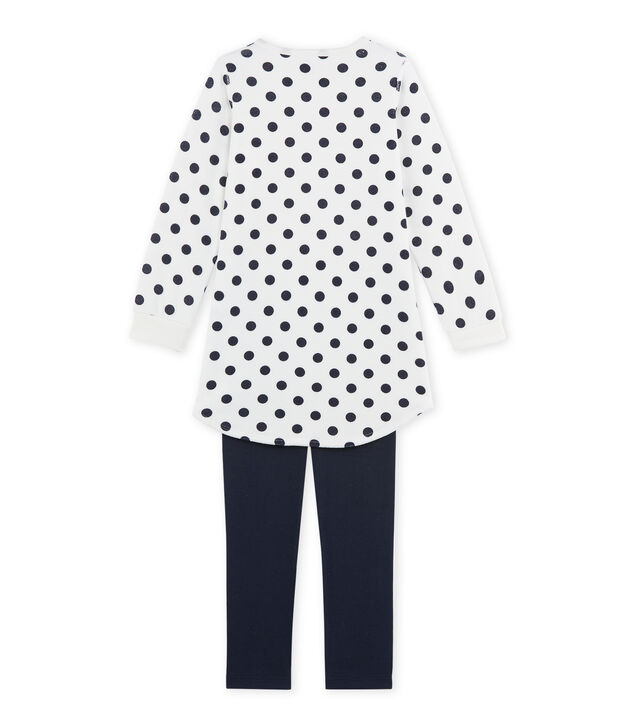 Camicia da notte per bambina in ciniglia blu/bianco/blu