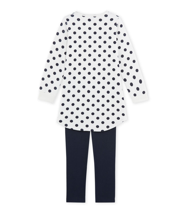 Camicia da notte per bambina in ciniglia blu/bianco/blu