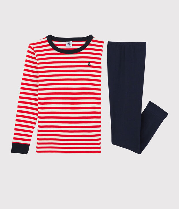 Pigiama snugfit a righe rosse bambino in cotone biologico rosso/multicolore