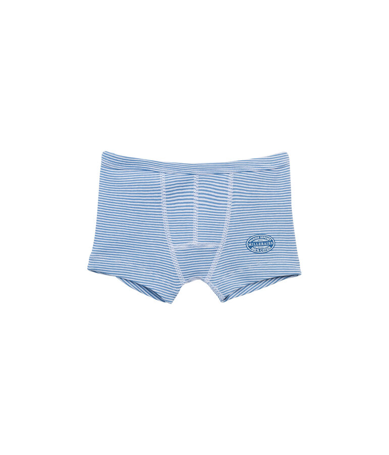 Boxer gar&ccedil;on ray&eacute; milleraies blu ALASKA/bianco ECUME