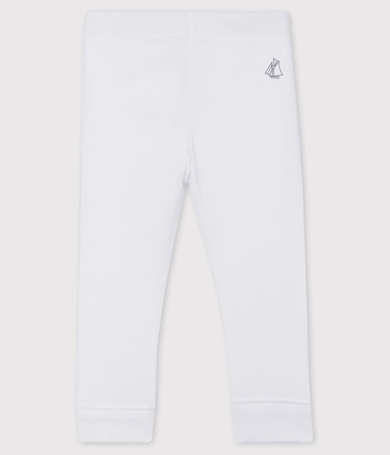 Leggings bebè femmina a costine 1x1 in tinta unita bianco MARSHMALLOW