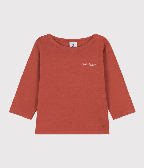 T-shirt a manica lunga in cotone per bebè marrone FAMEUX