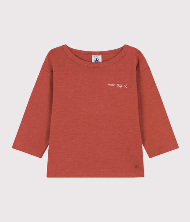 T-shirt a manica lunga in cotone per beb&egrave; marrone