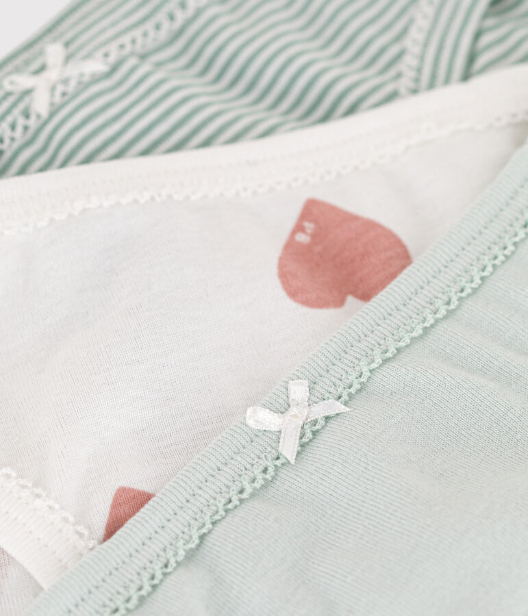 Set di 3 slip bambina in cotone con motivo cuore multicolore