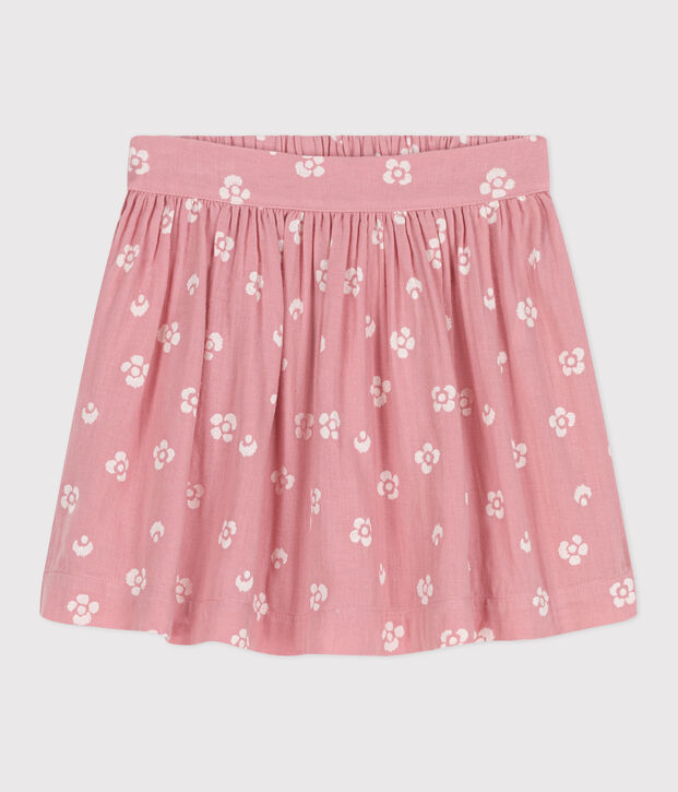 Gonna in cotone a fiori bambina rosa/bianco