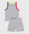Pigiama corto con canotta in cotone a righe bambino bianco MARSHMALLOW/blu SMOKING